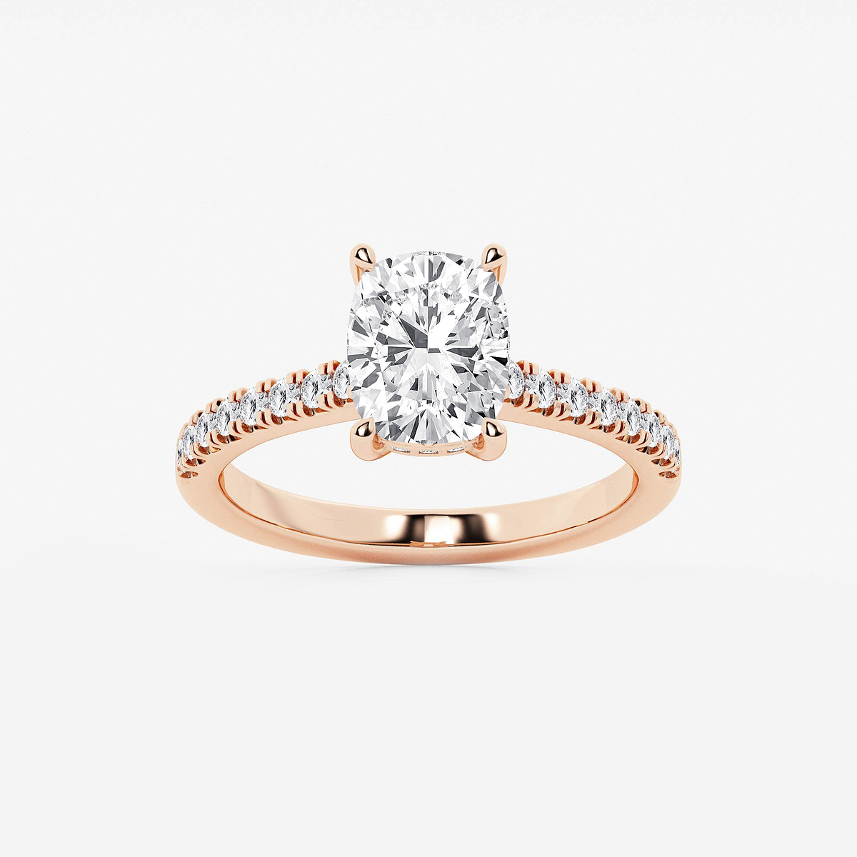 2 1/4 ctw Elongated Cushion Lab Grown Diamond Hidden Halo Engagement Ring